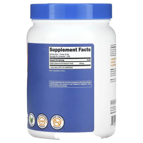 ГАМК, GABA, Nutricost, без добавок, 500 г