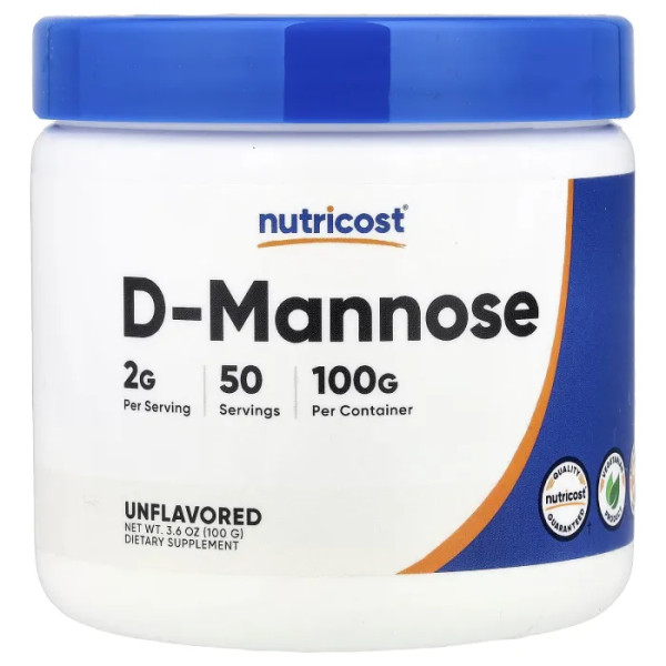 D-манноза, D-Mannose, Nutricost, без добавок, 100 г