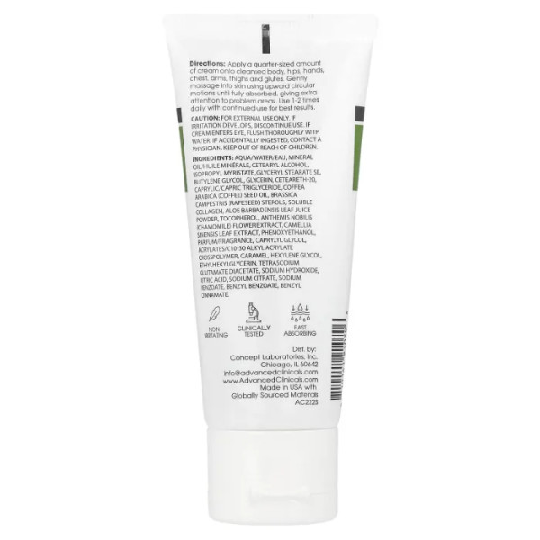 Крем для тіла, Thermo-Firming Cream, Advanced Clinicals, термозміцнюючий, з олією зерен зеленої кави, 59 г