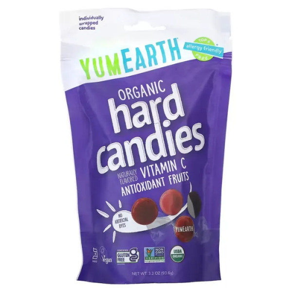 Льодяники з вітаміном С, Vitamin C Hard Candies, YumEarth, органік, антиоксидантні фрукти, 93,6 г