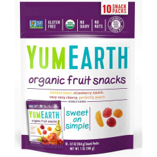 Фруктові снеки банан персик полуниця вишня, Fruit Snacks YumEarth, 10 пакетів по 19,8 г