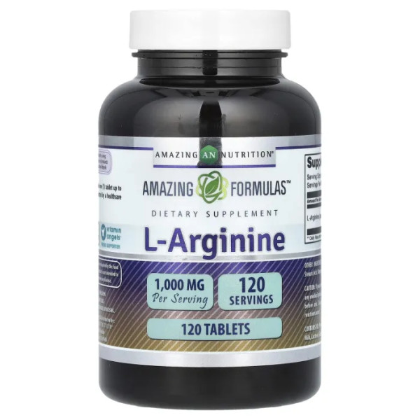 L-аргінін, L-Arginine, Amazing Nutrition, 1000 мг, 120 таблеток