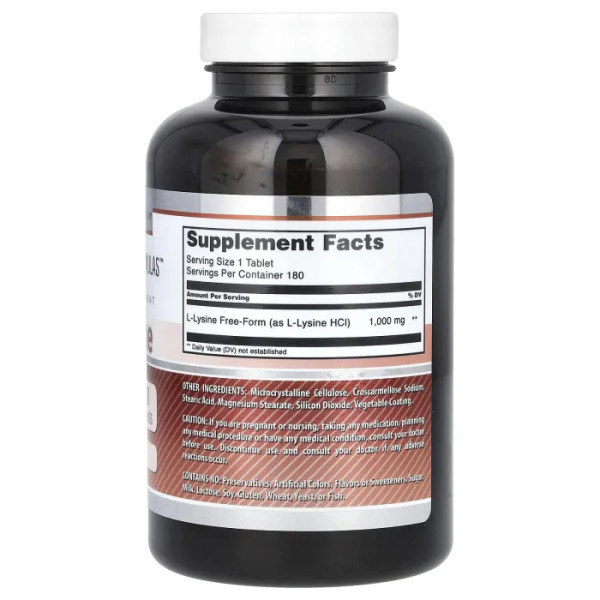 L-лізин, L-Lysine, Amazing Formulas, Amazing Nutrition, 1000 мг, 180 таблеток