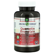 Кверцетин та бромелайн, Amazing Nutrition Quercetin Bromelain, 120 рослинних капсул
