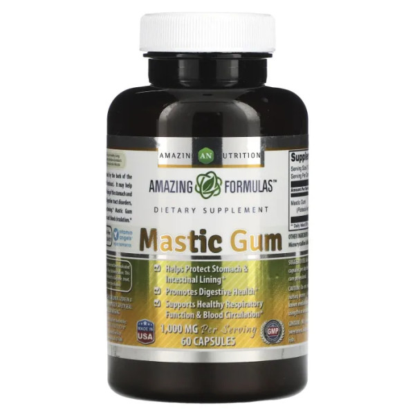 Мастикова камедь, Mastic Gum, Amazing Nutrition, 1000 мг, 60 капсул (500 мг на капсулу)