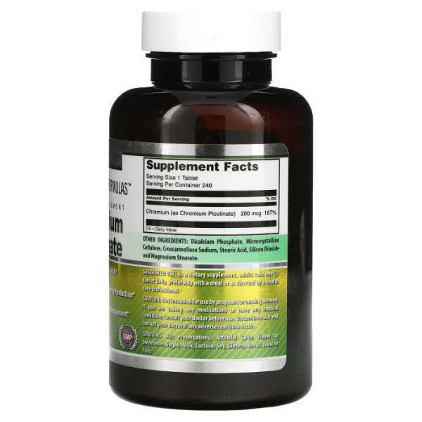 Хром піколінат, Chromium Picolinate, Amazing Nutrition, 200 мкг, 240 таблеток