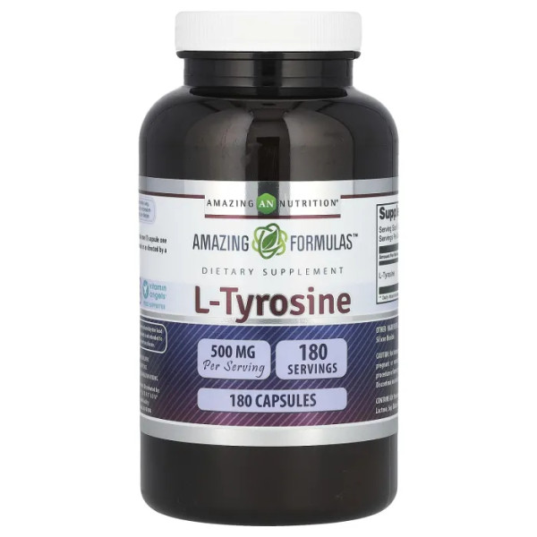L-тирозин, L-Tyrosine, Amazing Fomulas, Amazing Nutrition, 500 мг, 180 капсул