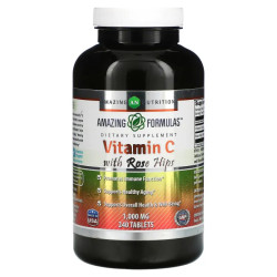 Витамин C 1000 мг с шиповником, Vitamin C with Rose Hips Amazing Nutrition, 240 таблеток