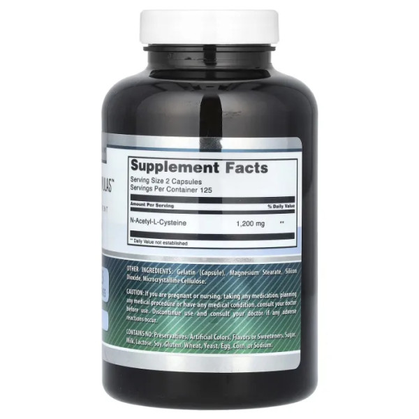 N-ацетил-L-цистеїн, NAC, Amazing Nutrition, 1200 мг, 250 капсул (600 мг на капсулу)
