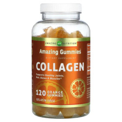 Колаген, жувальні, смак апельсина, Amazing Nutrition Amazing Gummies Collagen, 120 жувальних цукерок