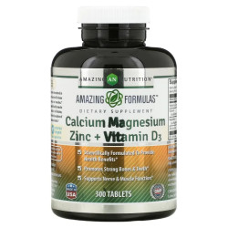 Кальцій, магній, цинк + вітамін D3, Amazing Nutrition Calcium Magnesium Zinc + Vitamin D3, 300 таблеток
