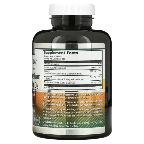 Кальцій, магній, цинк + вітамін D3, Calcium Magnesium Zinc + Vitamin D3, Amazing Nutrition, 300 таблеток