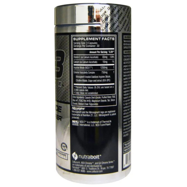 Енергетик NO3 Chrome (креатин, L-аргінін), Cellucor, 90 капсул