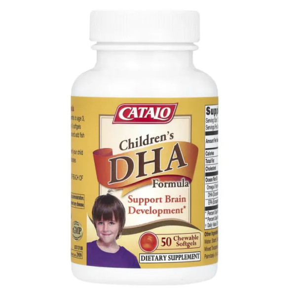 ДГК для дітей, з ЕПК та Омега-3, Children's DHA Formula, CATALO, зі смаком апельсина, 50 жувальних капсул