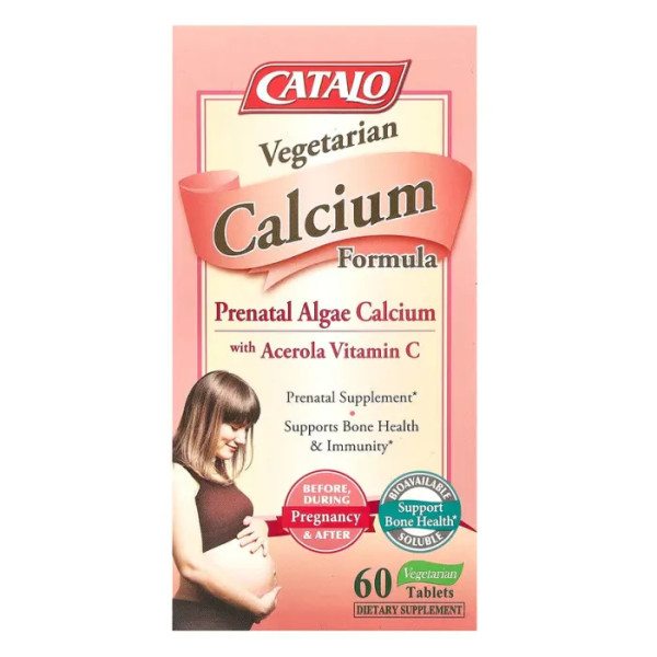 Пренатальний комплекс, Calcium Formula, Prenatal Algae, CATALO, з кальцієм з водоростей з вітаміном C з ацероли, 60 вегетаріанських таблеток