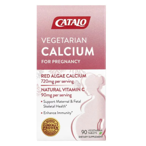 Кальцій для вагітних і жінок, що годують, Vegetarian Calcium For Pregnancy, CATALO, 90 вегетаріанських таблеток