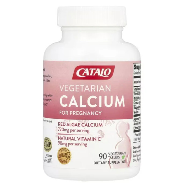 Кальцій для вагітних і жінок, що годують, Vegetarian Calcium For Pregnancy, CATALO, 90 вегетаріанських таблеток