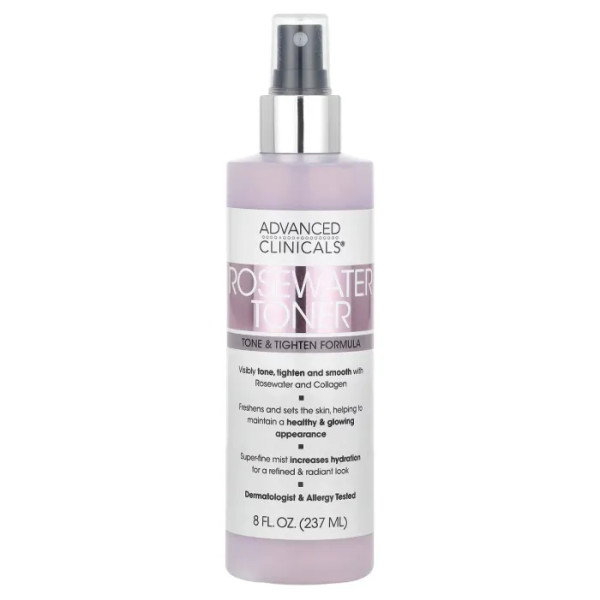 Тонік з рожевою водою, тонізуючий та надаючий пружність, Rosewater Toner, Advanced Clinicals, 237 мл
