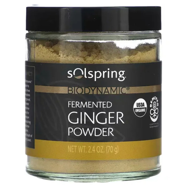Корінь імбиру ферментований біодинамічний, Biodynamic, Fermented Ginger Powder, Dr. Mercola, Solspring, 70 г