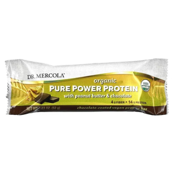 Протеїновий батончик, Pure Power Protein, Dr. Mercola, 12 батончиків по 52 г кожен