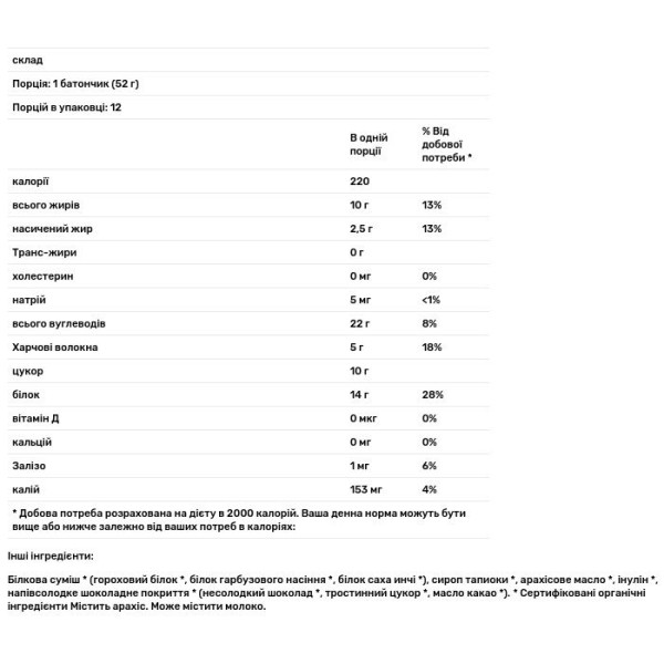 Протеїновий батончик, Pure Power Protein, Dr. Mercola, 12 батончиків по 52 г кожен