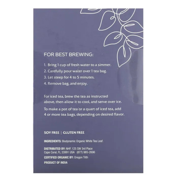 Гімалайський білий чай, Organic Himalayan White Tea, Solspring, Biodynamic, Dr. Mercola, 18 пакетиків (36 г)