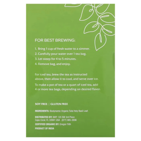 Трав'яний чай Тулсі, Organic Tulsi Herbal Tea, Solspring, Biodynamic, Dr. Mercola, 18 пакетиків (36 г)