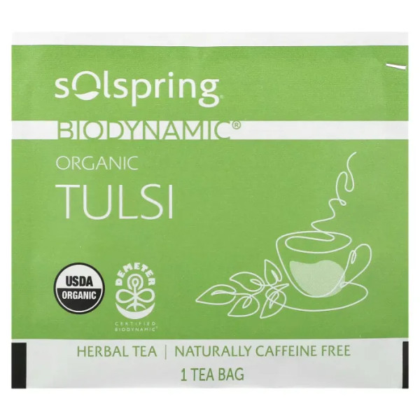 Трав'яний чай Тулсі, Organic Tulsi Herbal Tea, Solspring, Biodynamic, Dr. Mercola, 18 пакетиків (36 г)
