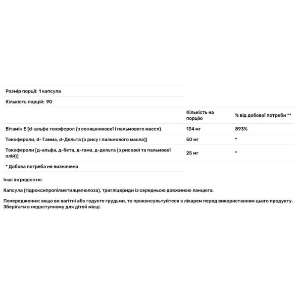 Вітамін Е, Vitamin E, Dr. Mercola, 90 капсул