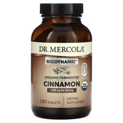 Кориця 1000 мг органік ферментована, Dr. Mercola Cinnamon Biodynamic, 180 таблеток (500 мг на таблетку)