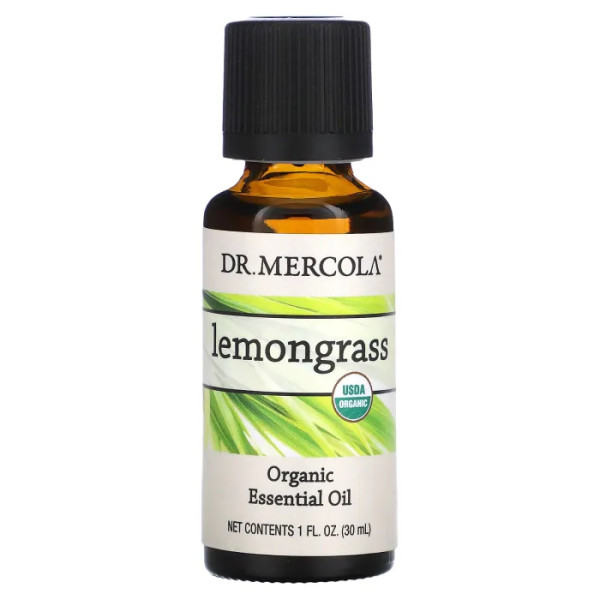 Лемонграс (цимбопогон), ефірна олія, Essential Oil Lemongrass, Dr. Mercola, органічна, 30 мл