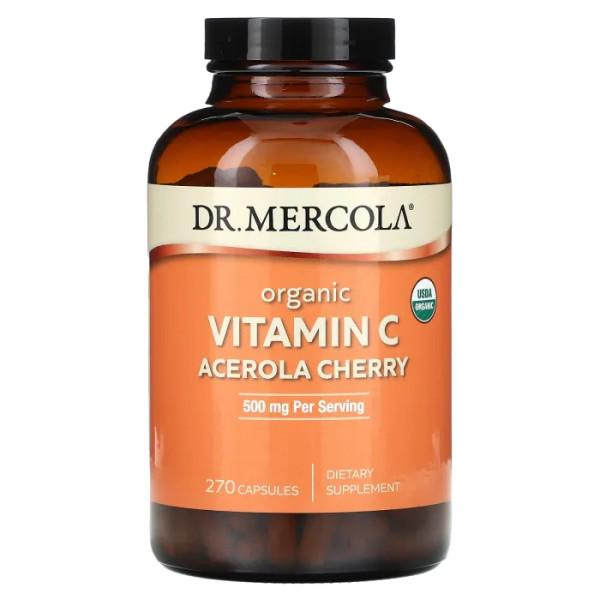 Вітамін С, Vitamin C, Dr. Mercola, органік, вишня ацерола, 166 мг, 270 капсул