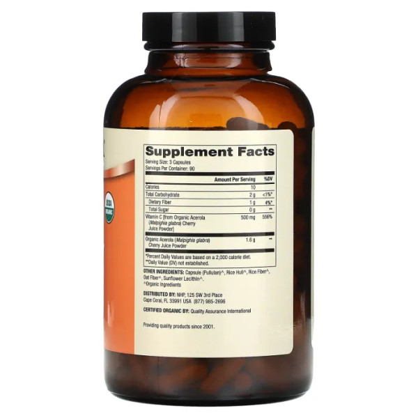 Вітамін С, Vitamin C, Dr. Mercola, органік, вишня ацерола, 166 мг, 270 капсул