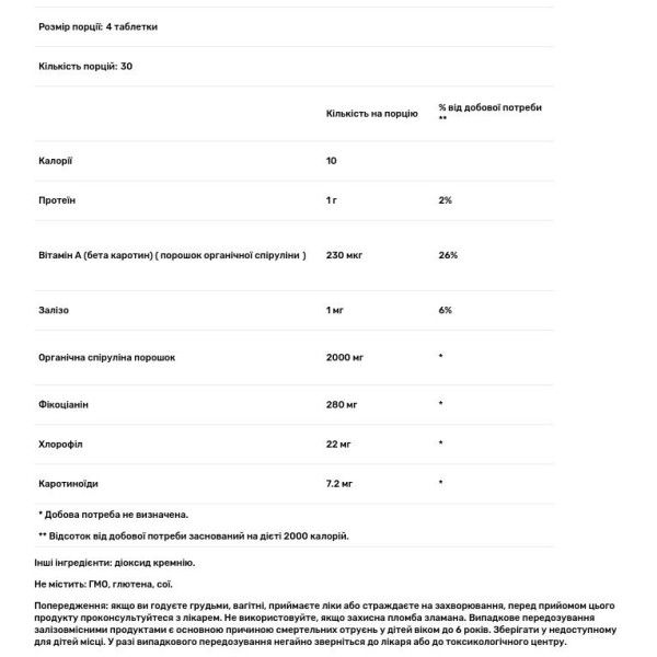 Спіруліна, Spirulina, Dr. Mercola, 2000 мг, 120 таблеток