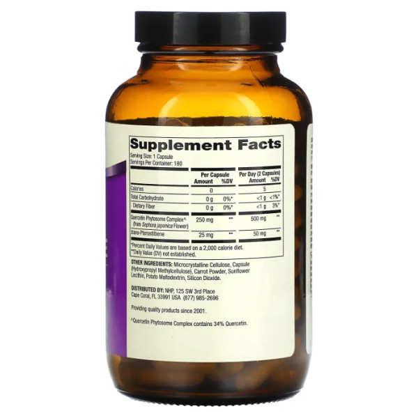 Кверцетин та птеростильбен, Quercetin and Pterostilbene, Dr. Mercola, передовий, 180 капсул