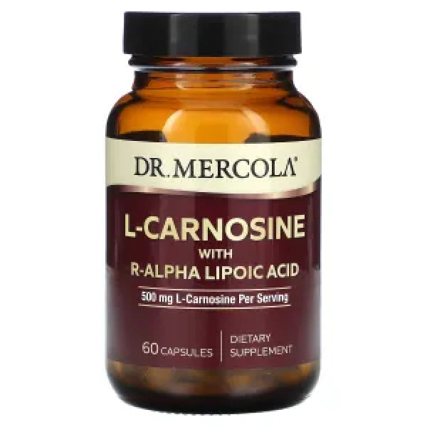 L-карнозин з R-альфа-ліпоєвою кислотою, L-Carnosine with R-Alpha Lipoic Acid, Dr. Mercola, 250 мг, 60 капсул