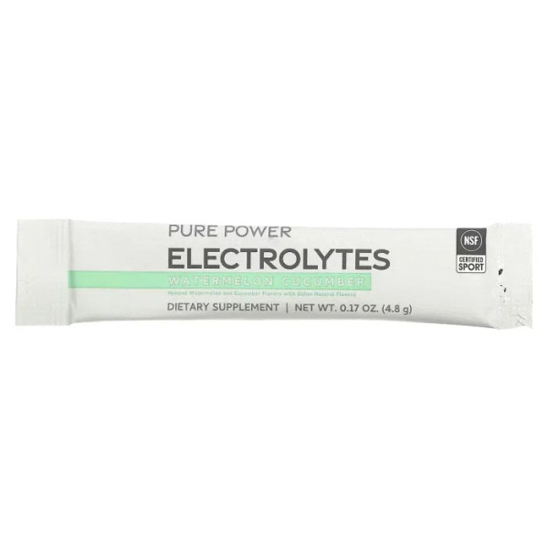Електроліти, Electrolytes, Dr. Mercola, Pure Power, зі смаком кавуна та огірка, 30 пакетиків, 145.6 г