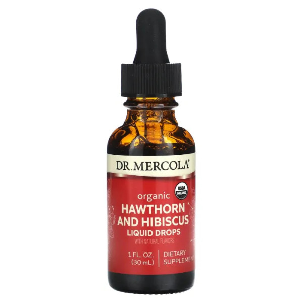 Глід і гібіскус, Hawthorn and Hibiscus, Dr. Mercola, органічні краплі, 30 мл