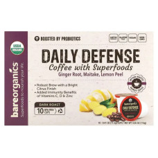 Кава з суперфудами, Coffee With Superfoods BareOrganics Daily Defense, 10 чашок по 11,5 г