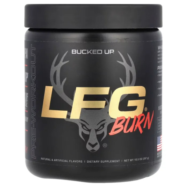 Передтренувальний комплекс, спалювання калорій, LFG Burn, Pre-Workout, Bucked Up, з кофеїном, зі смаком ягід, 297 г