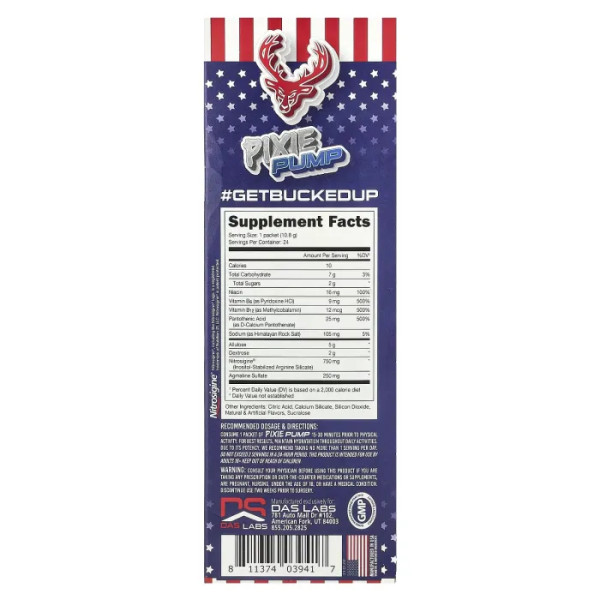 Передтренувальний комплекс, без стимуляторів, Pixie Pump, Bucked Up, зі смаком Рокет Поп (фруктово-охолодний), 24 палички (по 10,8 г у кожній)