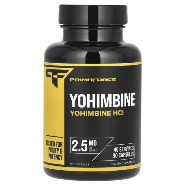 Йохімбін гідрохлорид HCL, Yohimbine HCl, Primaforce, 5 мг, 90 капсул (2,5 мг у капсулі)
