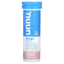 Електроліти шипучі, Nuun Effervescent Electrolyte Supplement Hydration Sport, смак полуничний лимонад 10 таблеток