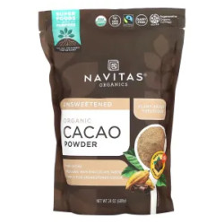 Порошок какао, Organic Cacao Powder Navitas Organics Real Food, органік, без цукру, 680 г