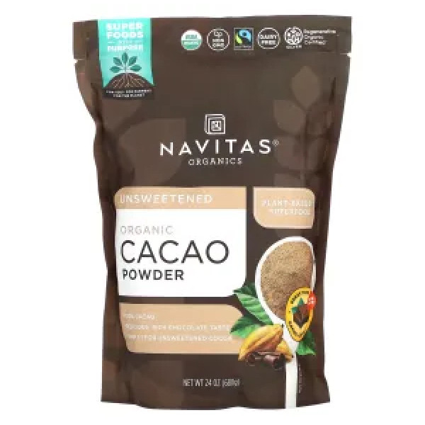 Какао порошок, Organic Cacao Powder, Navitas Organics, Real Food, органический, без сахара, 680 г