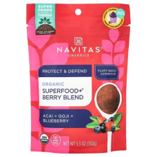 Суперфуд ягоды асаи годжи и лохина органический, Navitas Organics Organic Superfood+ Berry Blend, 150 г