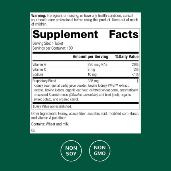 Здоров'я нирок, Renafood, Standard Process, з квасолею, нирковими вітамінами, іспанським мохом, лактозою, органічною солодкою картоплею, коренем буряків, 180 таблеток