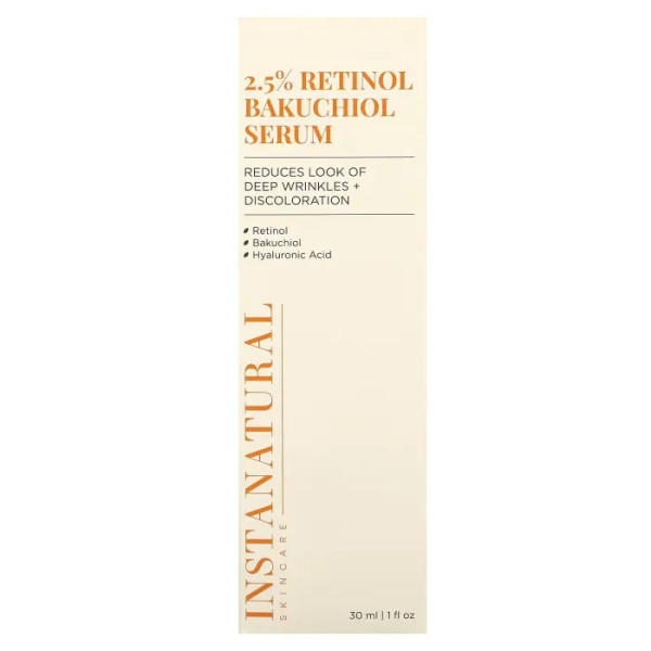 Сироватка для обличчя, Serum, InstaNatural, з бакучиолом та ретинолом, 30 мл