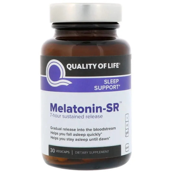 Мелатонін, Melatonin-SR, Quality of Life Labs, сповільненого вивільнення, 5 мг, 30 вегетаріанських капсул