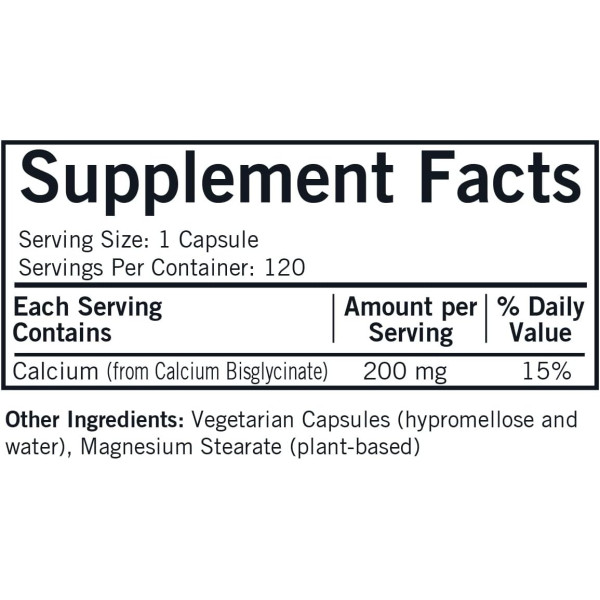 Кальцій бісгліцинат хелат, Calcium Bisglycinate Chelate, Kirkman Labs, без вітамину D3, 200 мг, 120 капсул